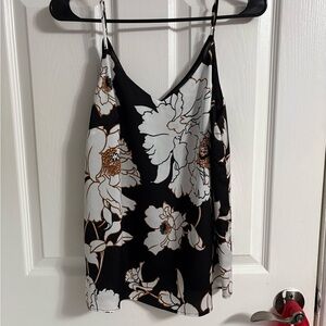 Floral Black and White Camisole Top
